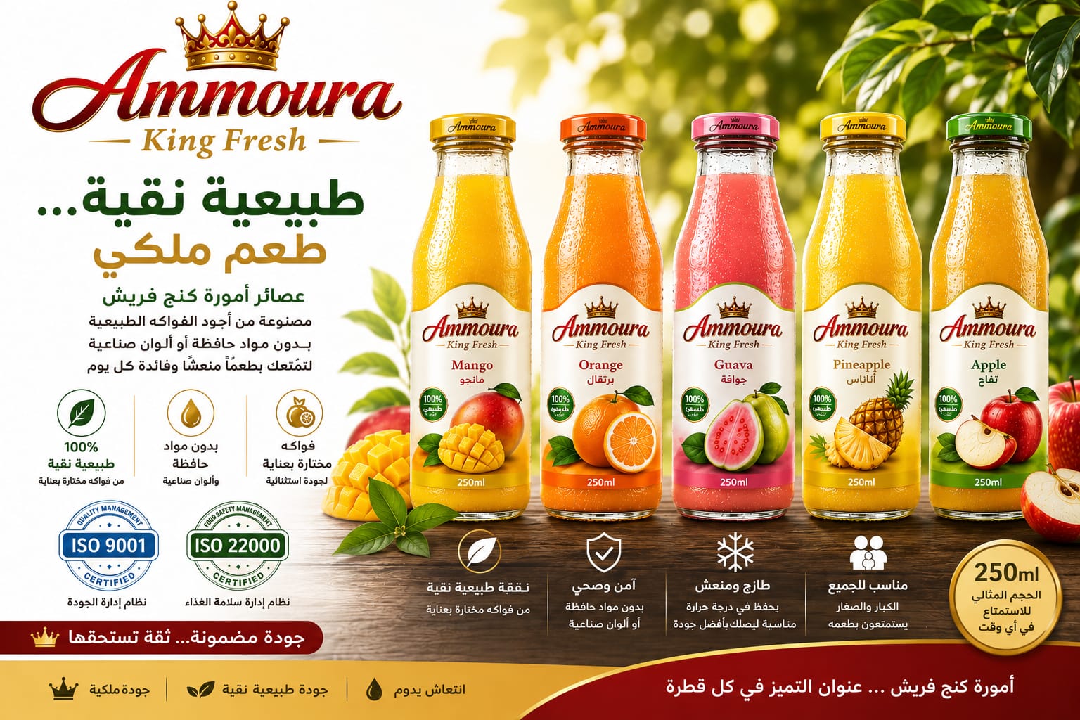 Ammoura King Fresh fruit juice bottles 250ml